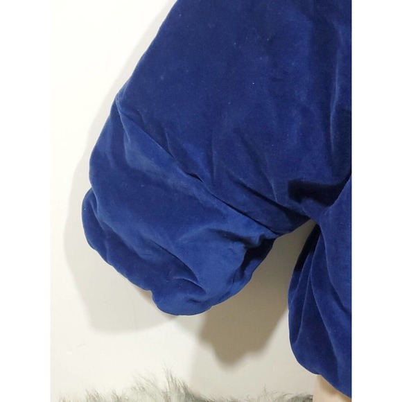 Kico for Anthropologie 5/6 Velvet Velour Quilted Blue Yellow Child's Snap Jacket - Picture 4 of 9